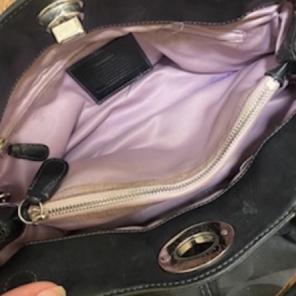 Coach Turn Lock Black Signature Canvas Satchel - Picture 5 of 5